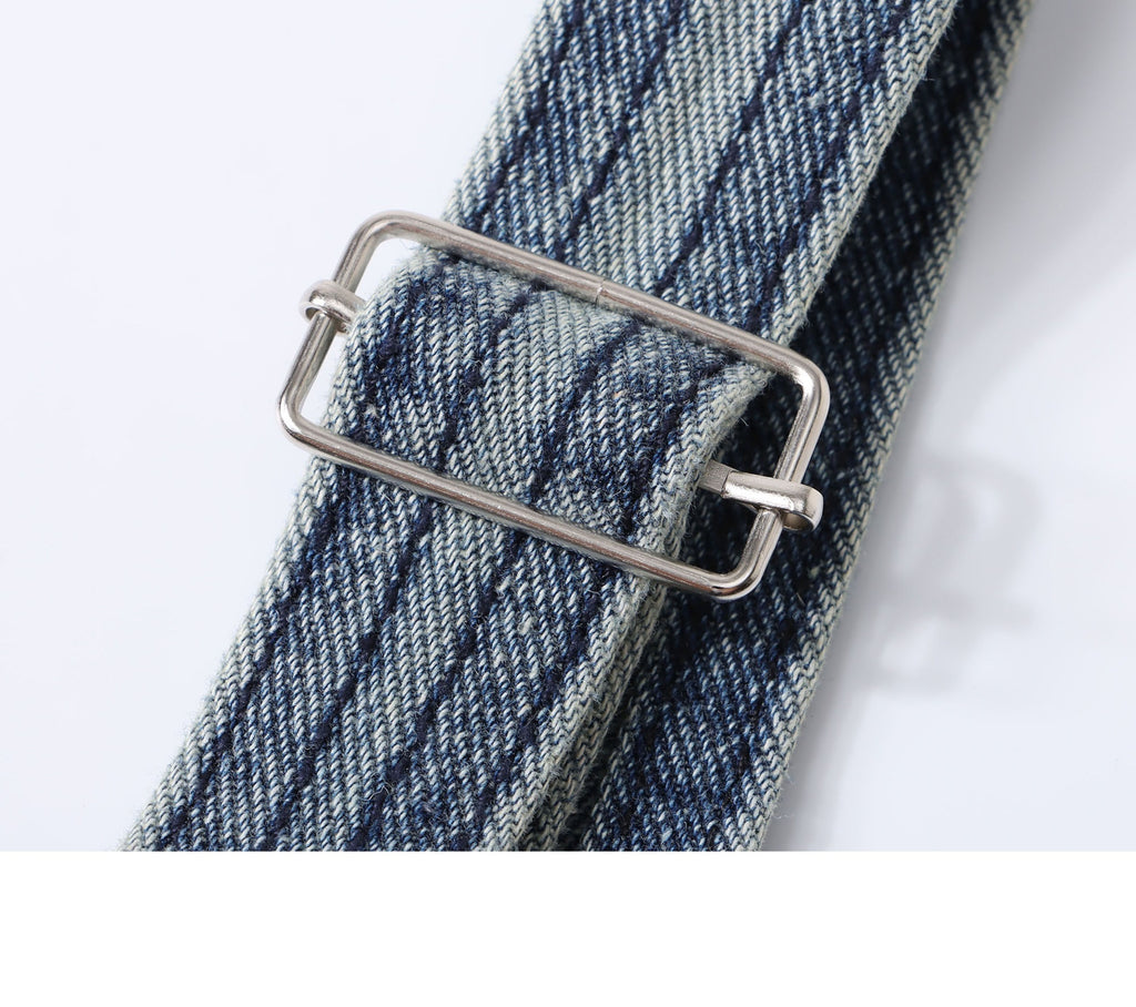 Straight Leg Wide Leg Denim Strap Pants